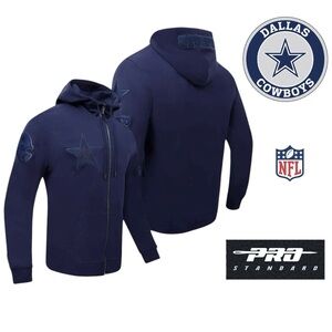 🆕 NWT NFL Dallas Cowboys Hoody Embroidered Zip Front Navy XL
